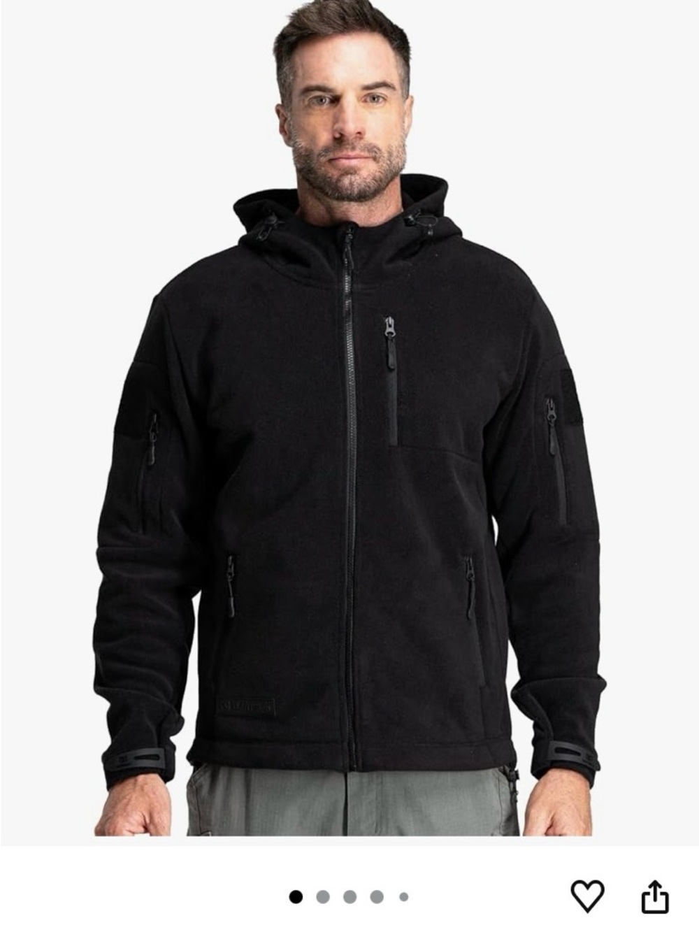 Men's Tactical Hooded Fleece Jacket - Black